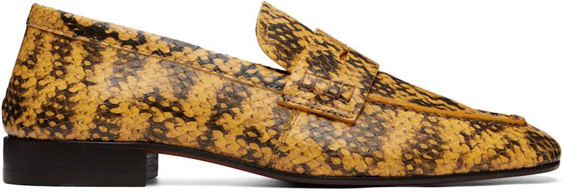 Yellow Leather Penny Loafers 262358F121006