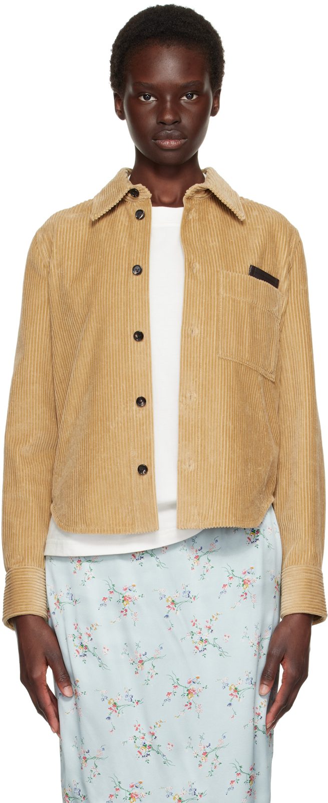 Tan Cotton Corduroy Shirt 262798F109005
