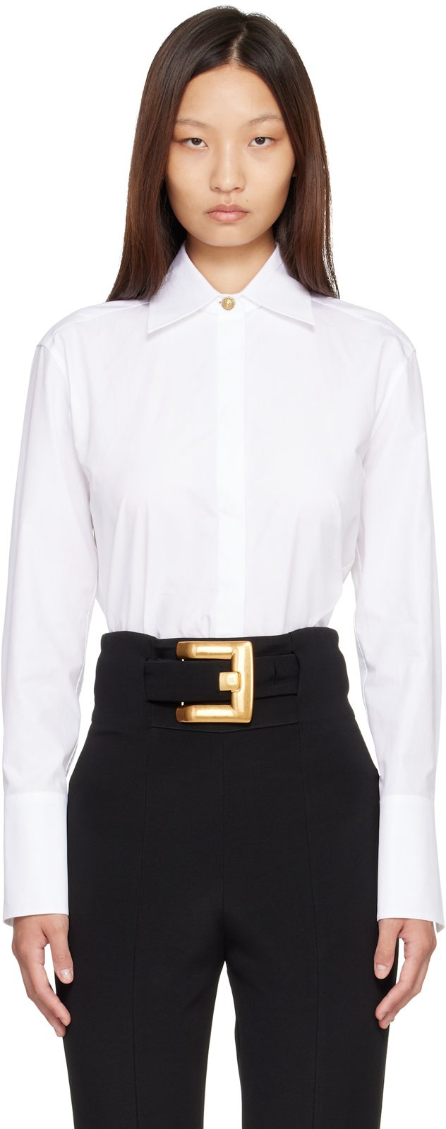 White Cotton Poplin Shirt 262251F109000