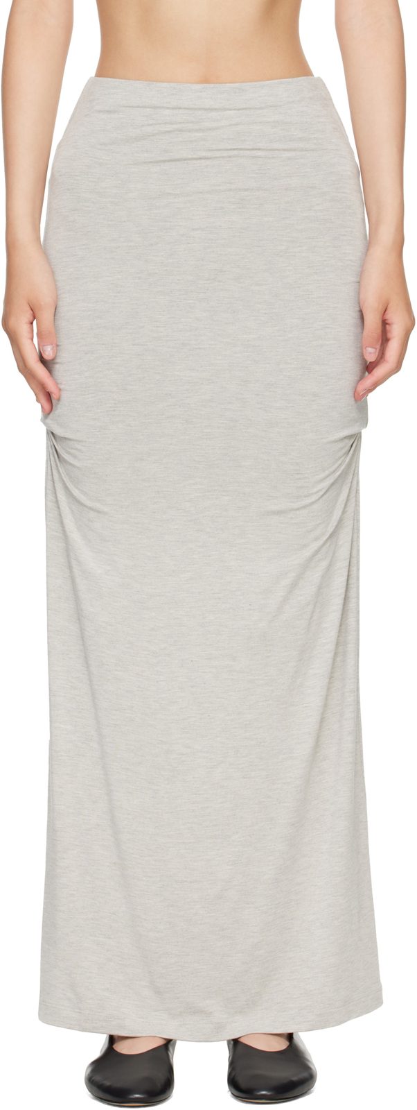 TOTEME Gray Draped Jersey Maxi Skirt 262771F093003