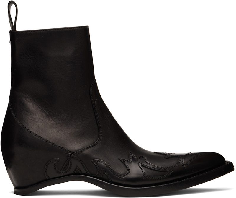 Black Heel-Less Western Flame Boots 262168F113002