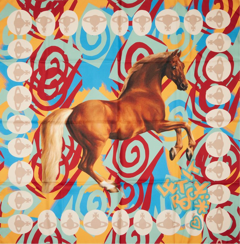 Multicolor Horse Square Scarf 261314F029001