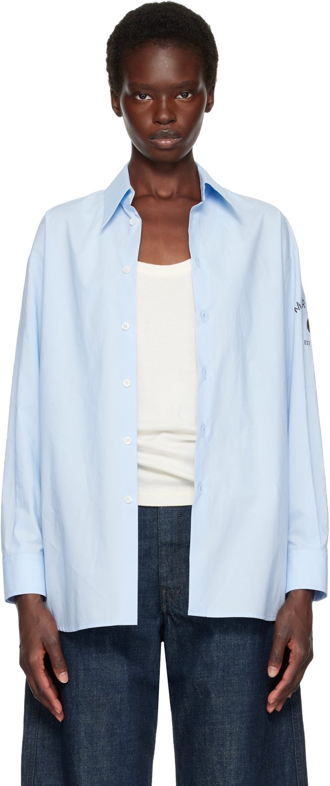 Blue Poplin Shirt 262188F109001