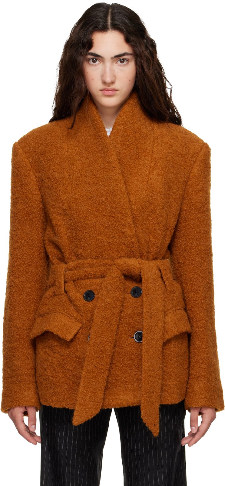 Tan Syndra Alpaca Boucle Jacket 262600F059004