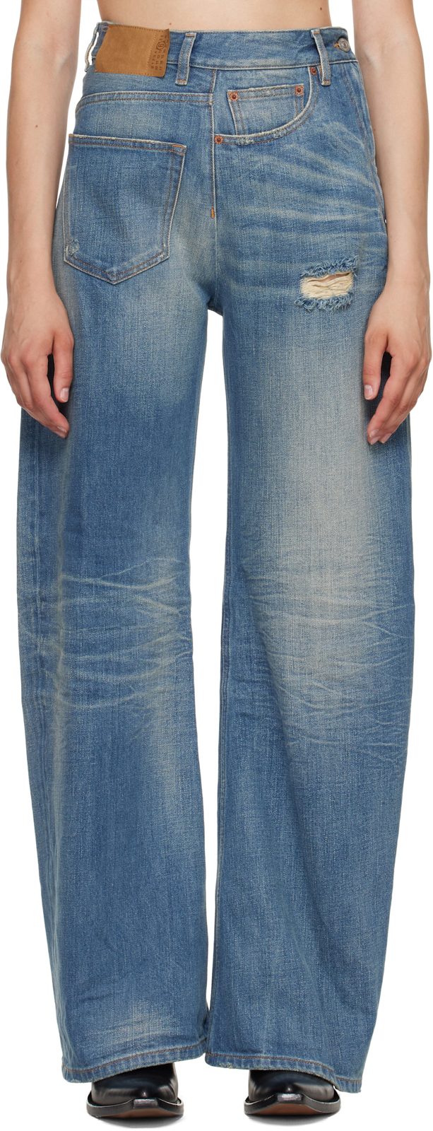Blue Sideways Denim Jeans 262188F069009