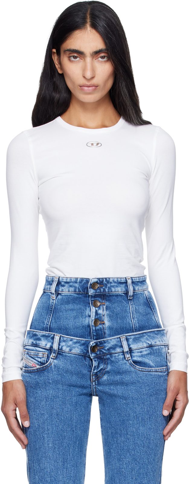 White T-Uncutieslong-Ls-Od T-shirt 262001F110013