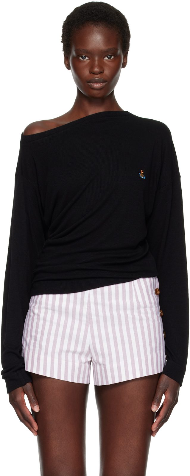 Black Long Sleeve Hebo Top 262314F110002
