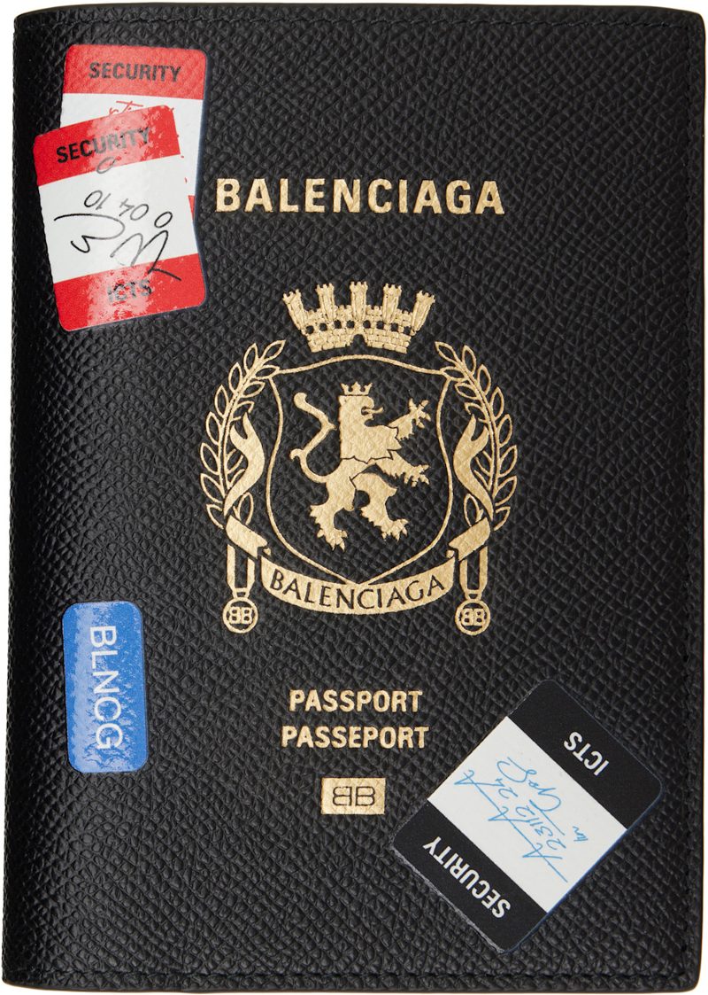 Black Calfskin Passport Holder 262342F040000