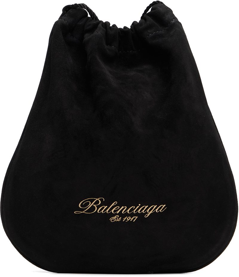 Black Drawstring Waxed Suede Pouch 262342F045000