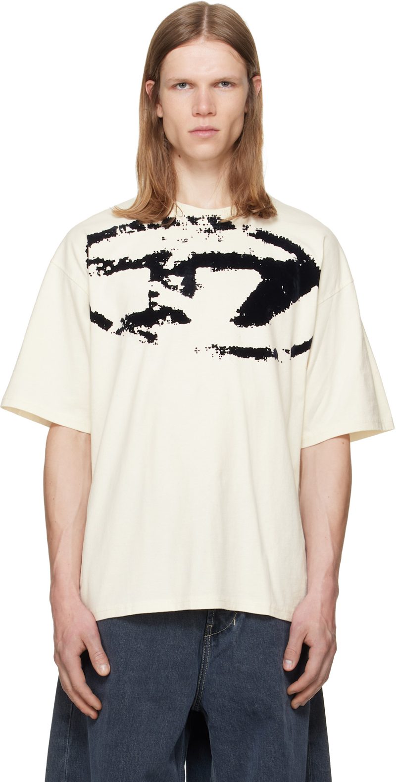 오프화이트 Distressed Flocked Logo T-shirt 262001M213014