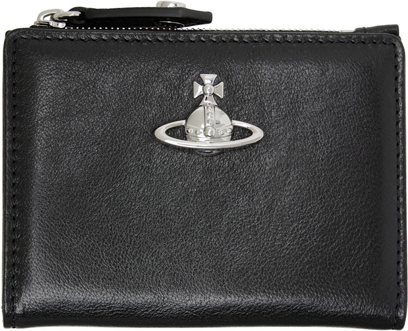 Black Slim Flap Card Holder 262314M163060