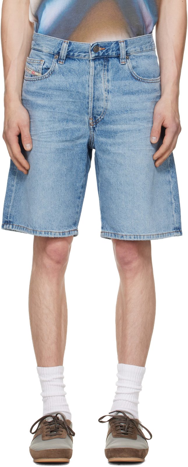 Blue Regular-Short Denim Shorts 262001M193002
