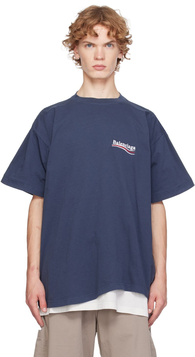 Navy Political Campaign Double T-shirt 262342M213012