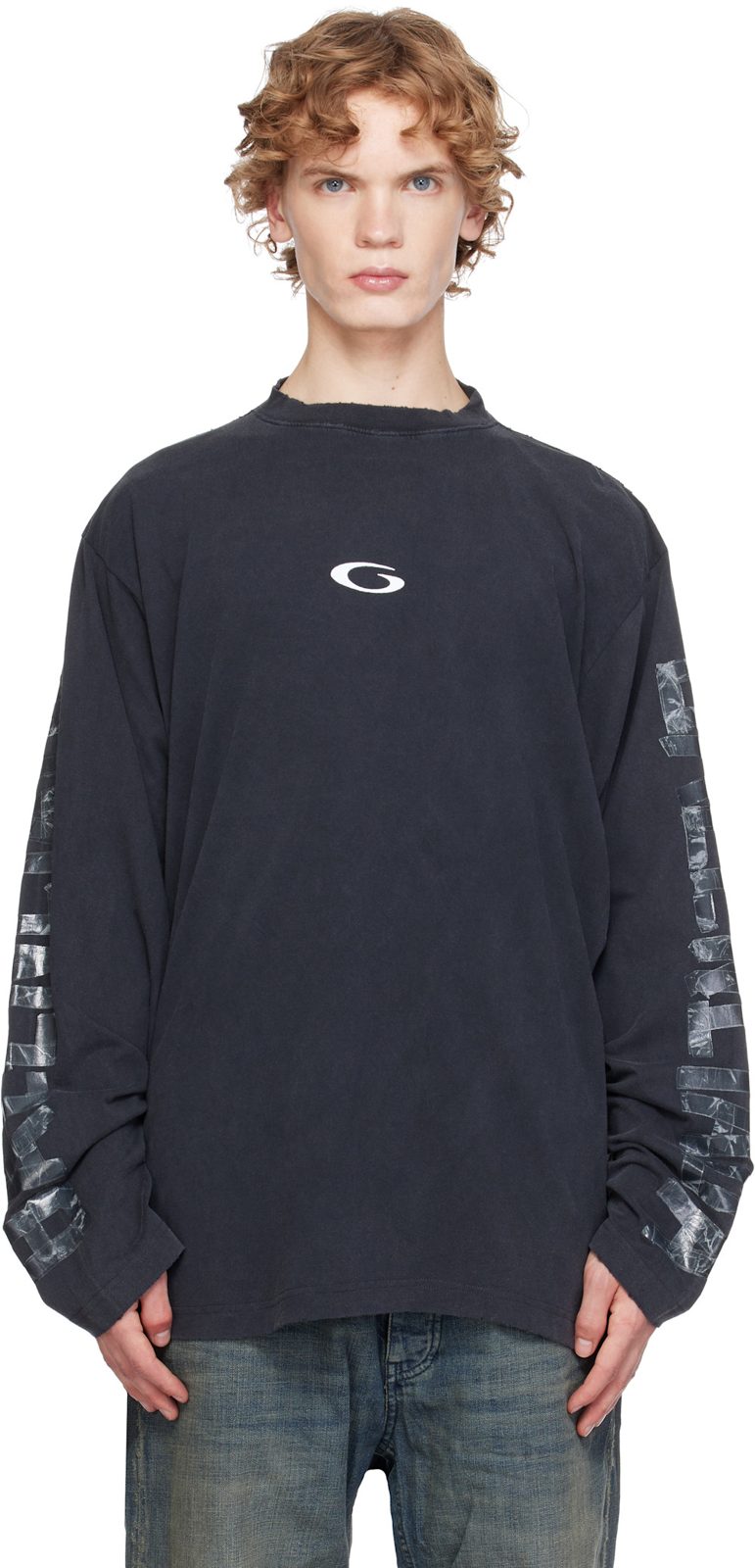 Black Faded Washed Loop T-shirt 262342M213024