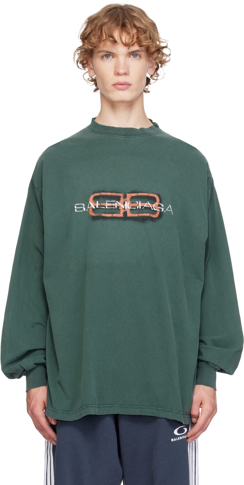 Green Logo L/S Large T-shirt 262342M213015