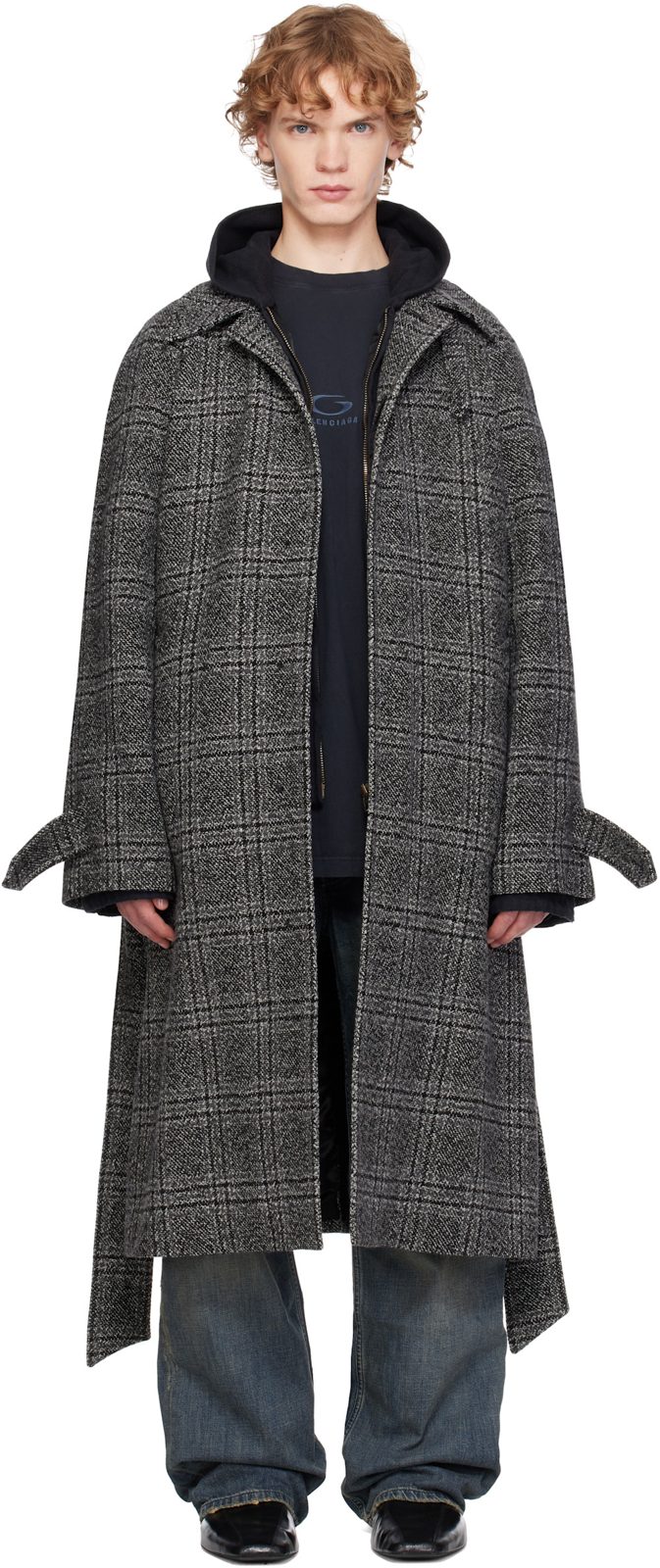 Gray Raglan Coat 262342M176003