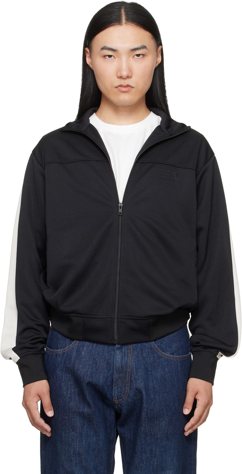 Black Striped Sleeves Track Jacket 262188M202002