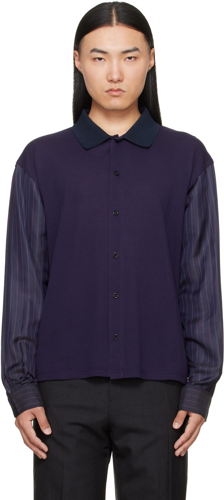 Purple Bimaterial Shirt 262168M192000