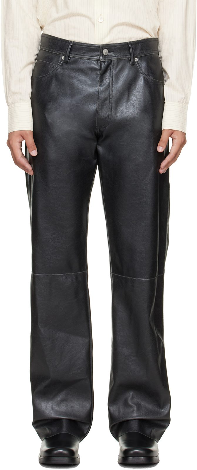 Black Faux-Leather Pants 262188M186001