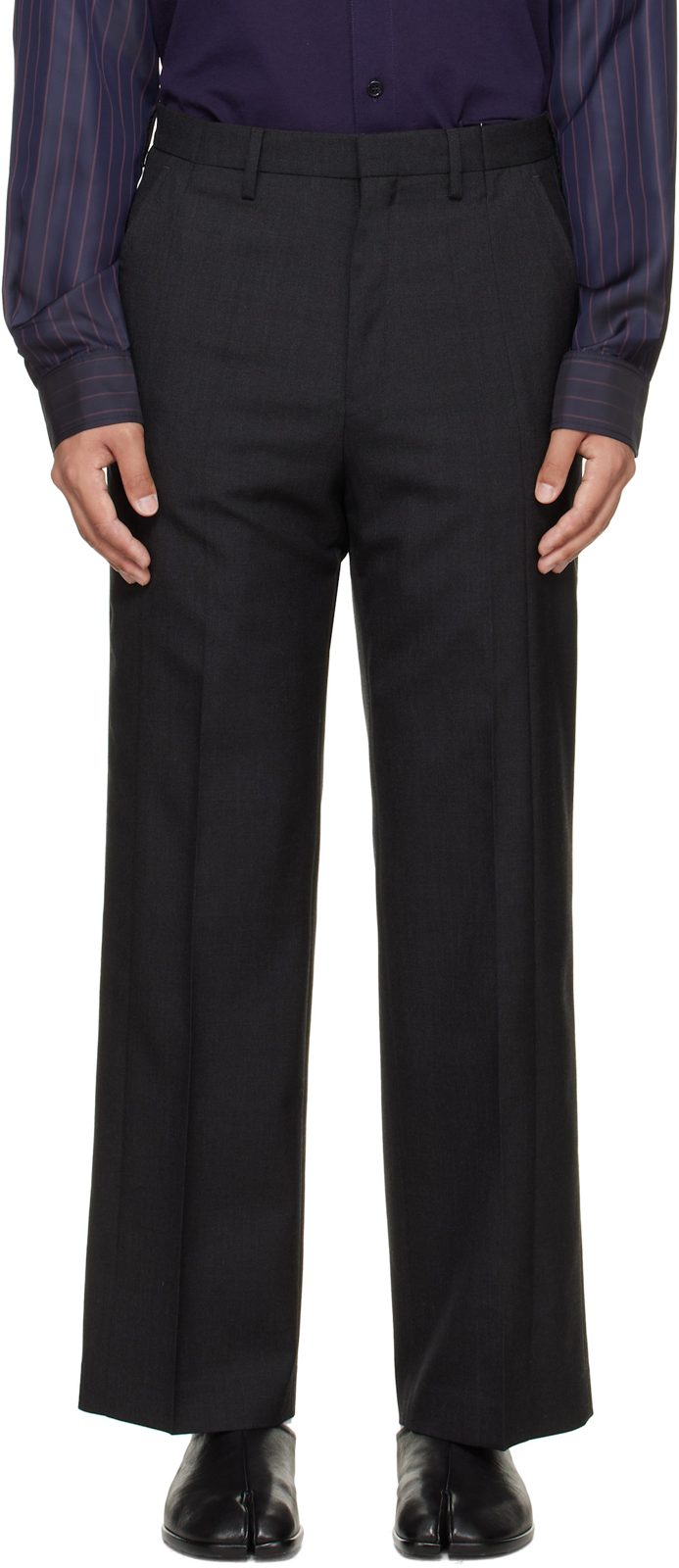 Gray Regular Tailored Trousers 262168M191010