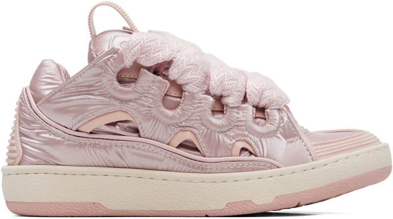 Pink Nylon Curb Sneakers 262254M237007