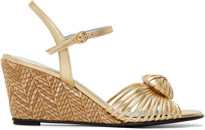 Garavani Gold Coeur Royal Espadrille Heeled Sandals 262807F125018