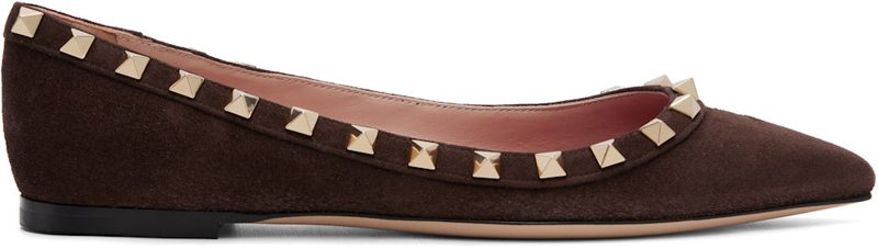 Garavani Brown Rockstud Ballerina Flats 262807F118005