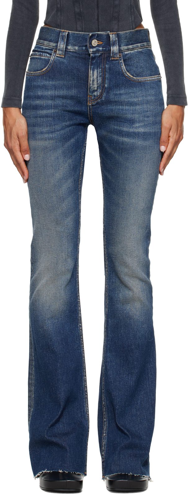 Blue Slim Fit Bootcut Jeans 262342F069008