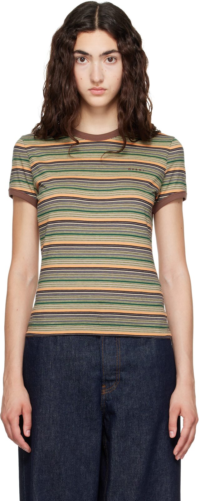 Marni Multicolor Striped T-shirt 262379F110005