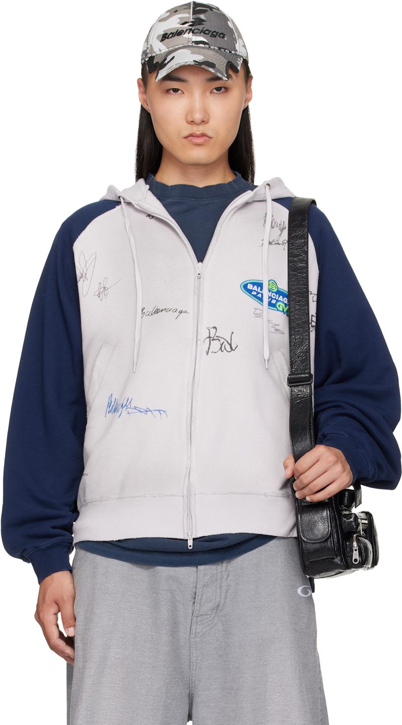 White Raglan Zip-Up Hoodie 262342M202020