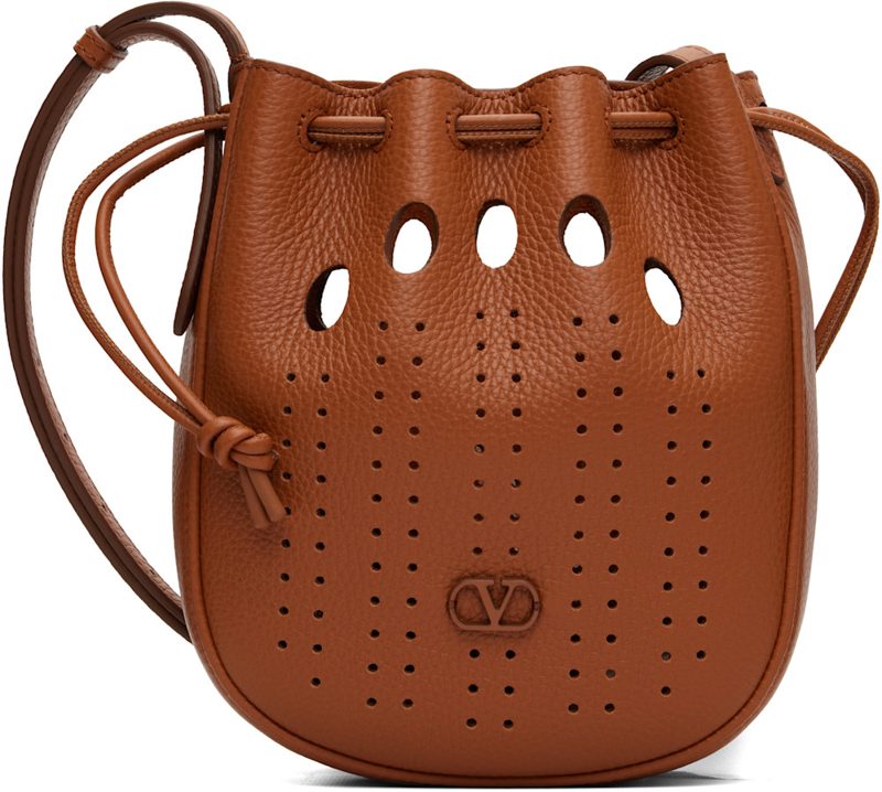 Garavani Brown Medium Drawstring VLogo Signature Bag 262807M171001