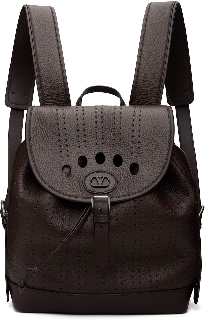 Garavani Brown Antibes Perforated Leather Backpack 262807M166000