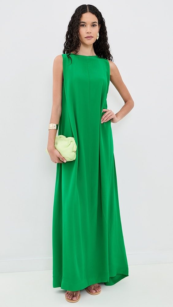 STAUD Dalia Silk Dress_Kelly