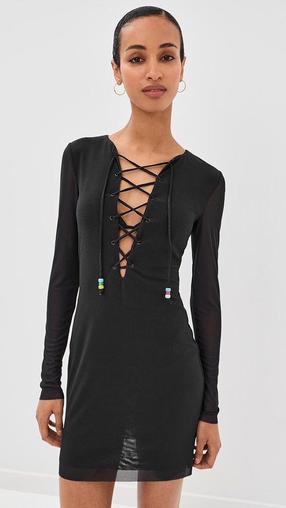 STAUD Reve Coverup Mini Dress_Black