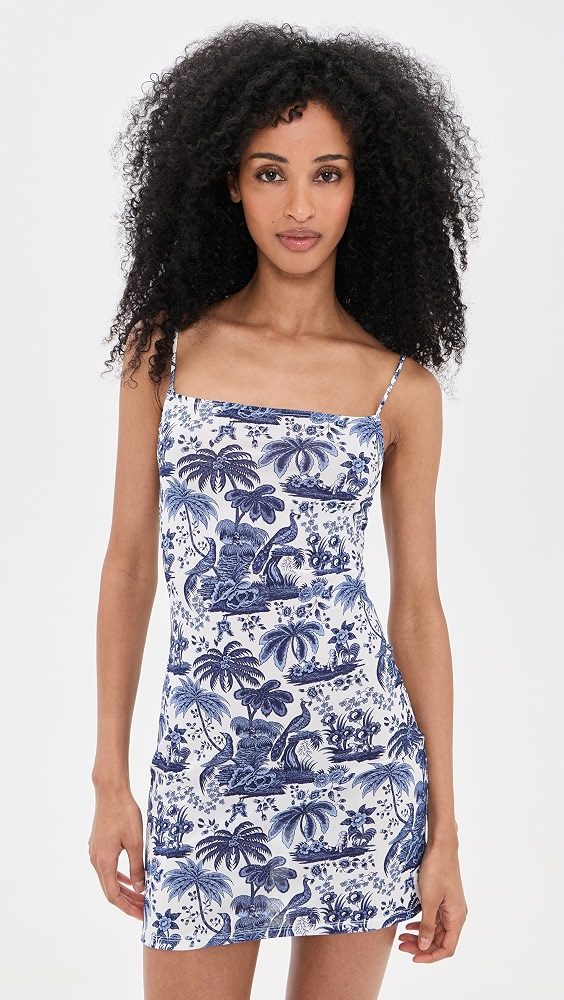 STAUD Hastings Mini Dress_Blue Toile