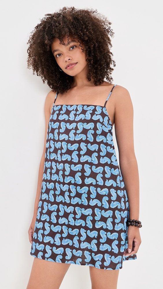 STAUD Laura Linen Mini Dress_Seahorse