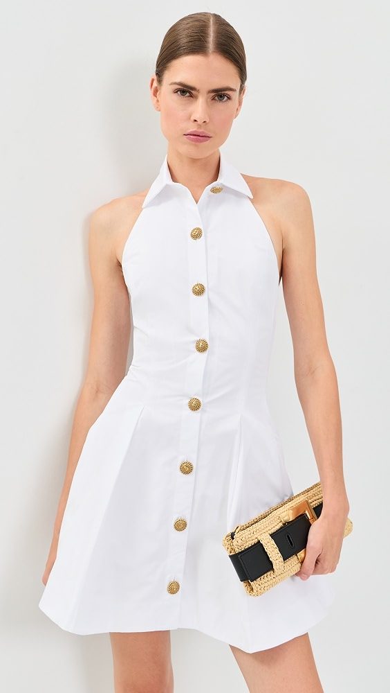 A-Line Backless Poplin Dress_Blanc Optique