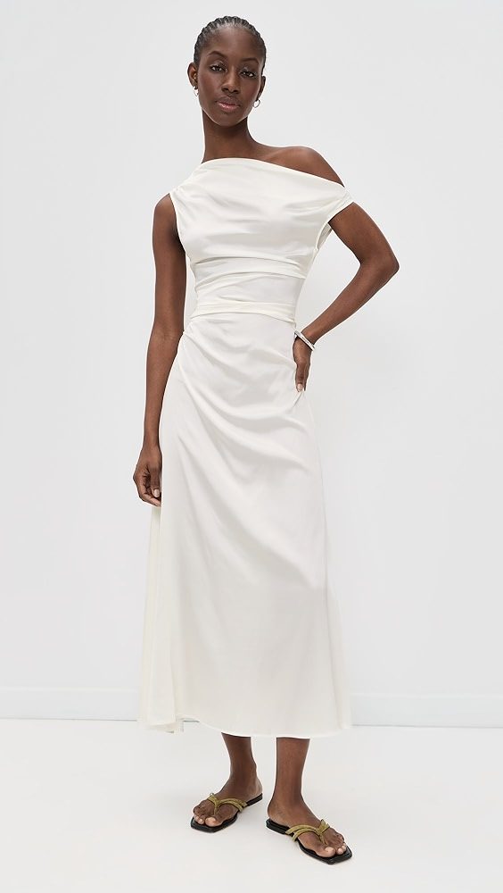 STAUD Phare Silk Dress_Ivory