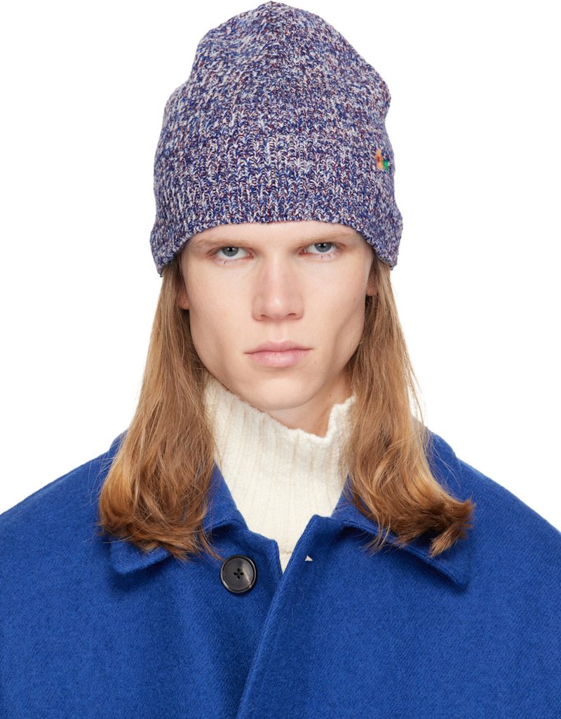 Navy Floral Beanie 262358M138001