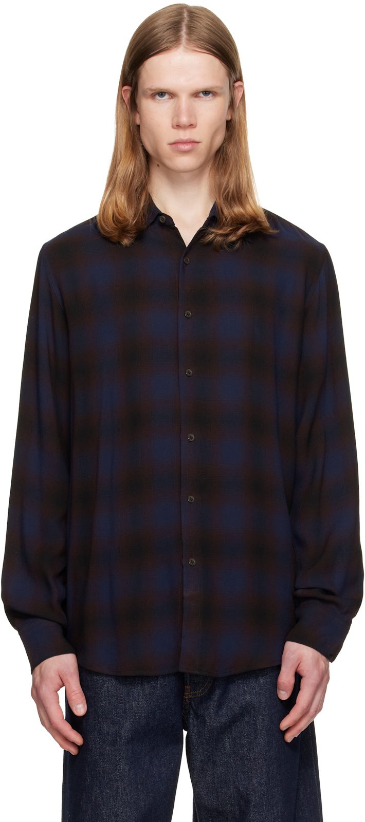 Blue & Brown Classic Viscose Shirt 262358M192090