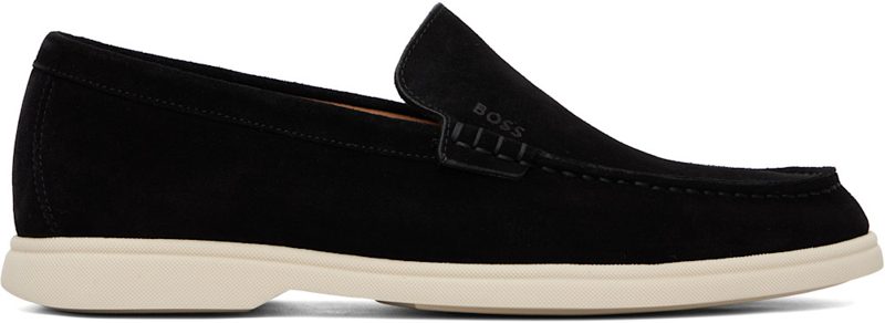 Black DE[보스]ED-LOGO Suede Loafers 262085M231013