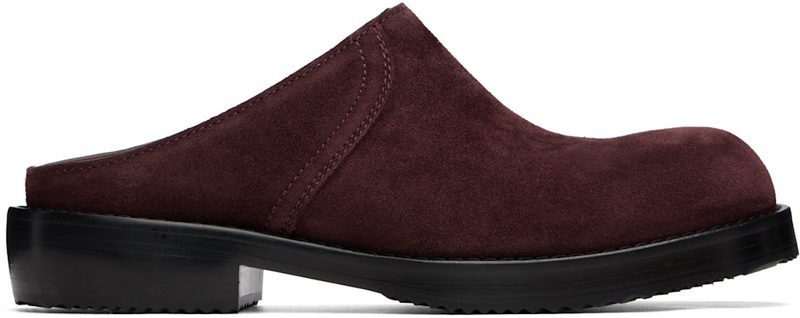 Burgundy Suede Workwear Mule Loafers 262358M231000