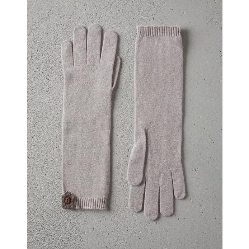 Brunello Cucinelli Pale Long Knit Gloves_Beige