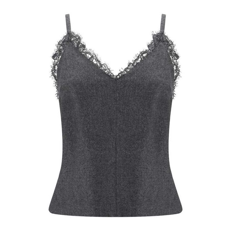 Brunello Cucinelli Dark Grey Camisole With Lace Trim_Grey