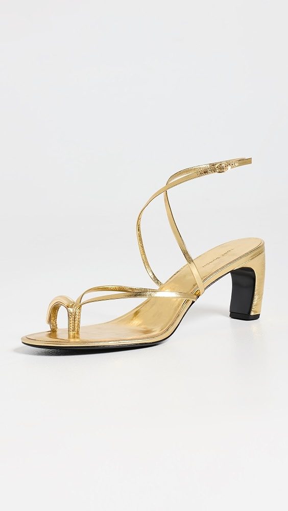 Pierced Strappy Heel Sandals_Gold Leaf