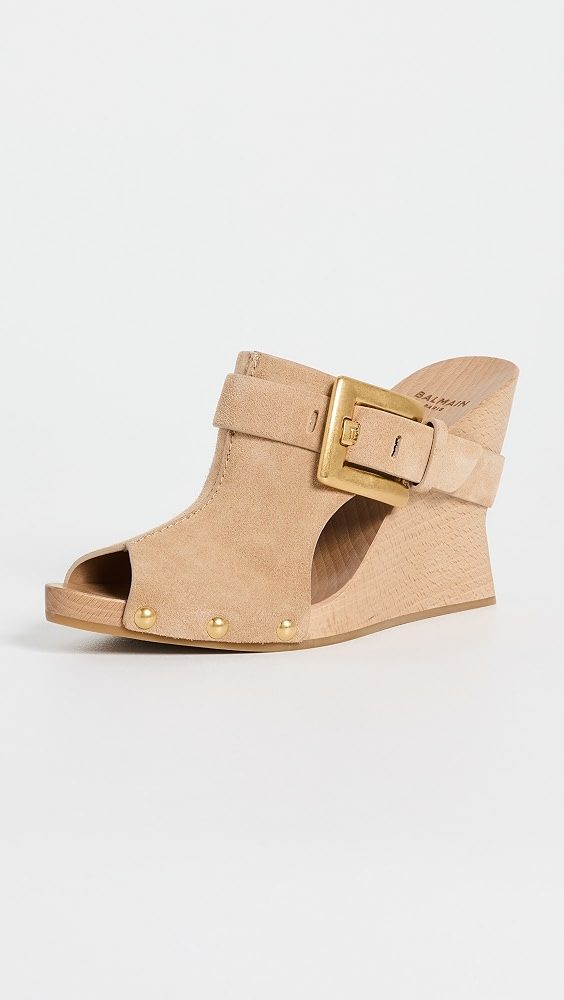 Anthem Suede Leather Clog Wedges_Biscuit