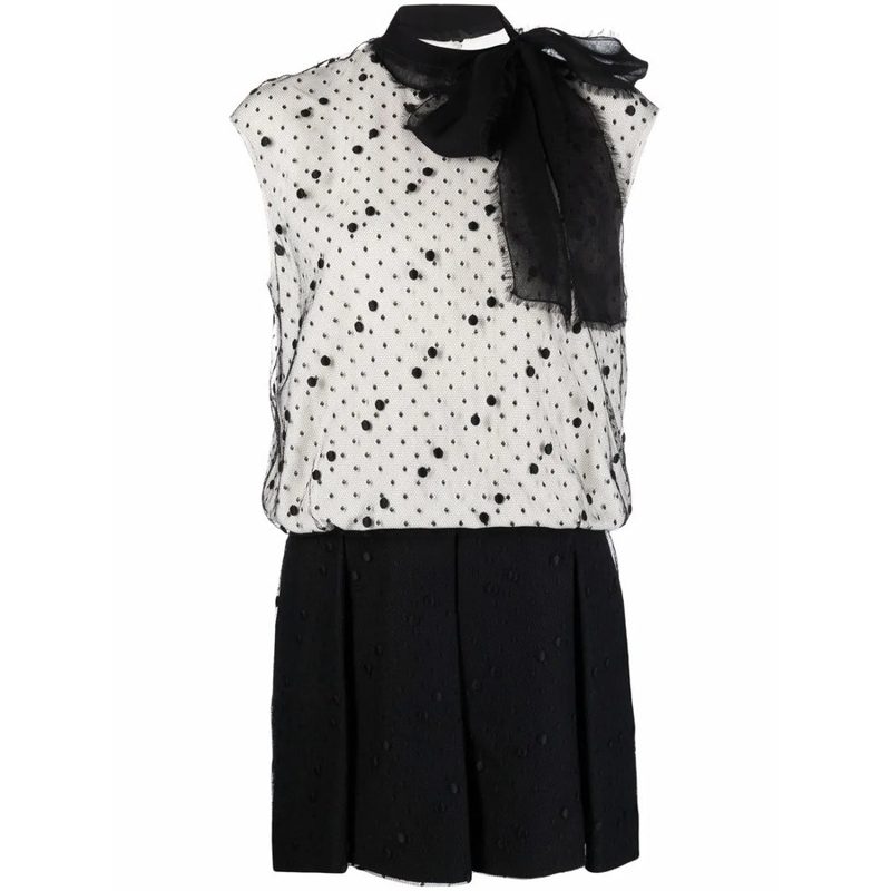 Garavani Pussy-Bow Polka Dot Dress