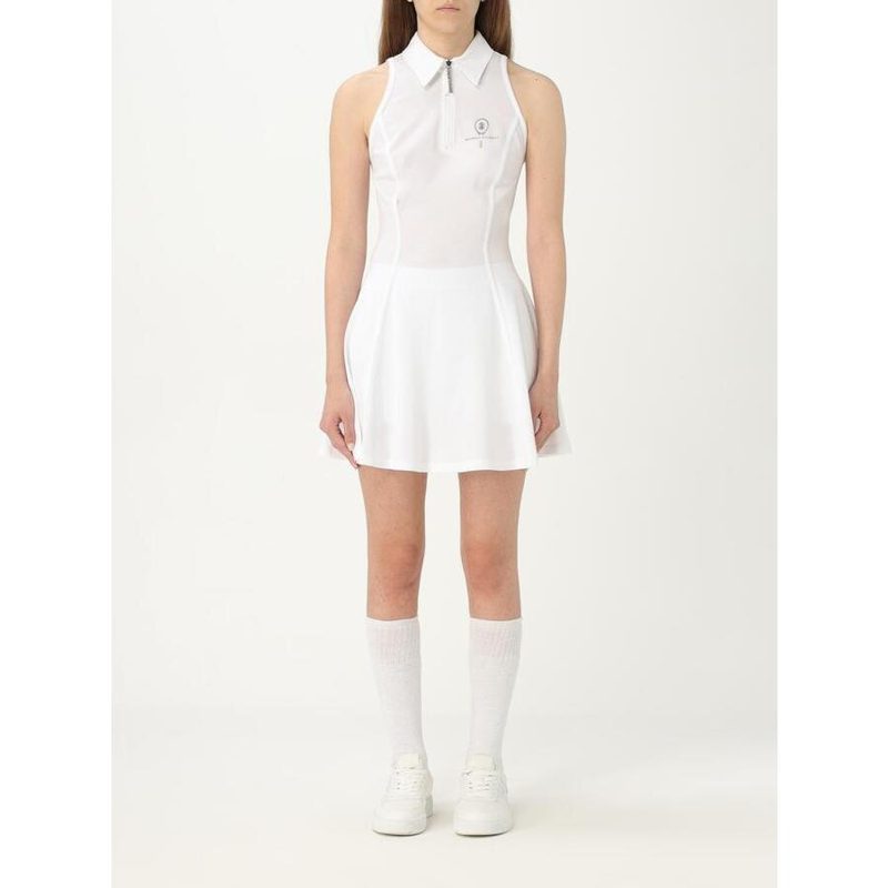 Brunello Cucinelli Wooptical White Zip Collar Dress