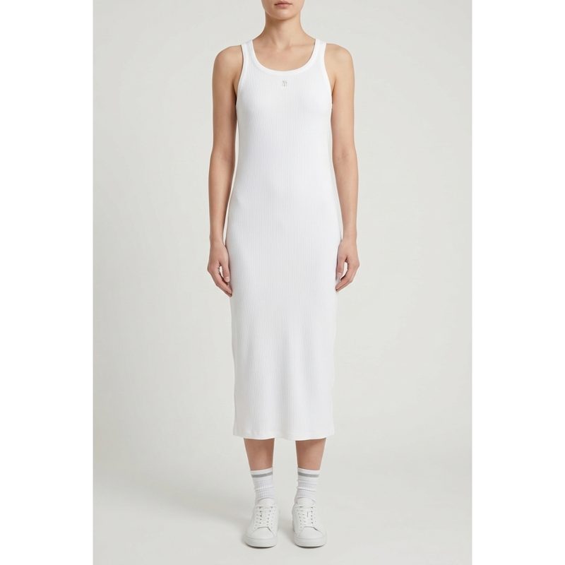 Brunello Cucinelli Wowhite Ribbed Tank Dress