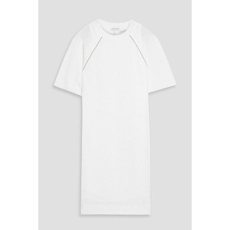 Brunello Cucinelli Wowhite Cotton Knit Dress